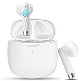 Jxrev Wireless Earbuds, Bluetooth 5.4 Headphones in Ear with Noise Cancelling Mic, Earbuds Stereo Bass, IP7 Waterproof Sports Earphones, 32H Playtime USB C Charging Buds White for Android iOS