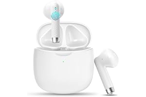 JXREV Wireless Earbuds, Bluetooth 5.3 Headphones in Ear with Noise Cancelling Mic, Earbuds Stereo Bass, IP7 Waterproof Sports Earphones, 32H Playtime USB C Charging Buds White for Android iOS