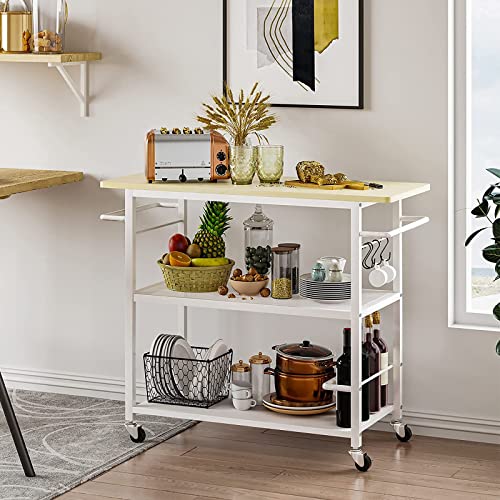Hasuit 3 Tier Kitchen Island Cart on Wheels, Rolling Kitchen Island
