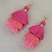 idealway 3 Layered Colorful Womens Stylish Earrings Bohemian Style Summer Tassel Drop Earrings (Pink)