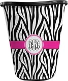 RNK Shops Zebra Print Waste Basket - Single Sided (Black) (Personalized)