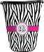 RNK Shops Zebra Print Waste Basket - Single Sided (Black) (Personalized)