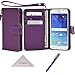 Wisdompro S6 Case, Premium PU Leather 2-in-1 Protective Folio Flip Wallet Case with Credit Card Holder Slots and Wrist Lanyard for Samsung Galaxy S6 - Purple