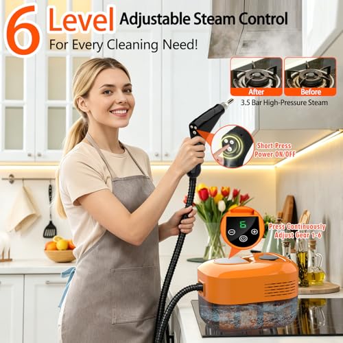 Vaporeta Limpieza Hogar, Limpiador a Vapor Portátil 6 Niveles Reg, Calentamiento 15s, 3,5 Bar Vaporeta Limpieza Hogar Potente, Depósito 1800ml, 17 Accesorios Multifunción, Apto para Cocina y Coche