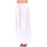 Patricia Lingerie Women's Soft Satin Snip It Half Slip Custom Length Cling Free with Lace Trim, Elastic Waistband