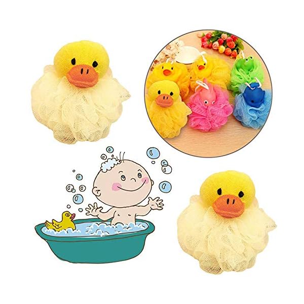4 Pieces Bath Sponge for Children,Bath Shower Sponge Loofahs,Children's Cute Animal Mesh Bath Shower Sponge,Suitable for…