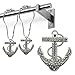 ZILucky Set of 12 Anchor Shower Curtain Hooks Decorative Home Bathroom Nautical Ocean Boat Sailing Tropical Beach Island Coastal Bath Theme Style Stainless Steel Rustproof (Silver)