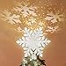 KINGWILL Christmas Tree Toppers, 2-in-1 Silver Glittered Lighted Tree Topper with Snowflake Projector, Indoor Night Light Projector for Christmas Nursery Bedroom Holiday Decoration