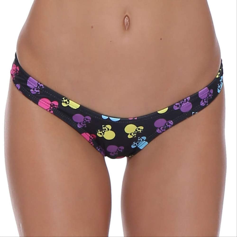 HUASE Bikini Bikini Bottom Solid Color G-String Brazilian Thongs Swimwear High Waist Swimsuit Bottom Swimming L Cartoon