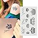 [18 Sheets] Small Black Removable Waterproof Temporary Tattoos Body Art Sticker Sheet Paper for Kids Men Women Adults Girls (Spider Scorpio Cross Crown Letters Gun Stars Quotes Queen Sword Paw Print)