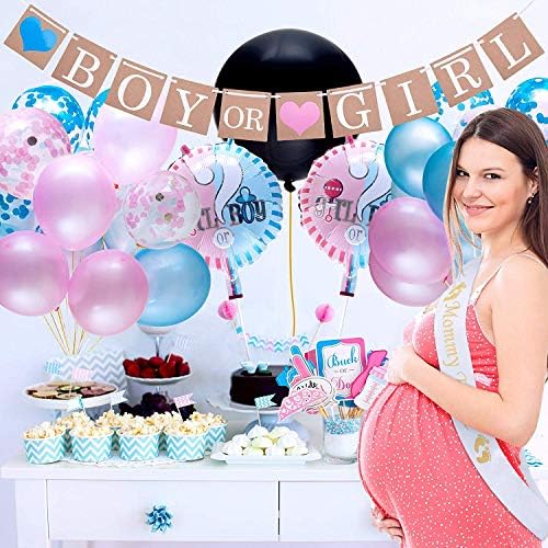 Gender Reveal Party Supplies And Baby Shower Boy Or Girl Kit 64 Pieces Including 36 Reveal Balloon Confetti Balloons Banner Photo Props And More All You Need To Celebrate Your