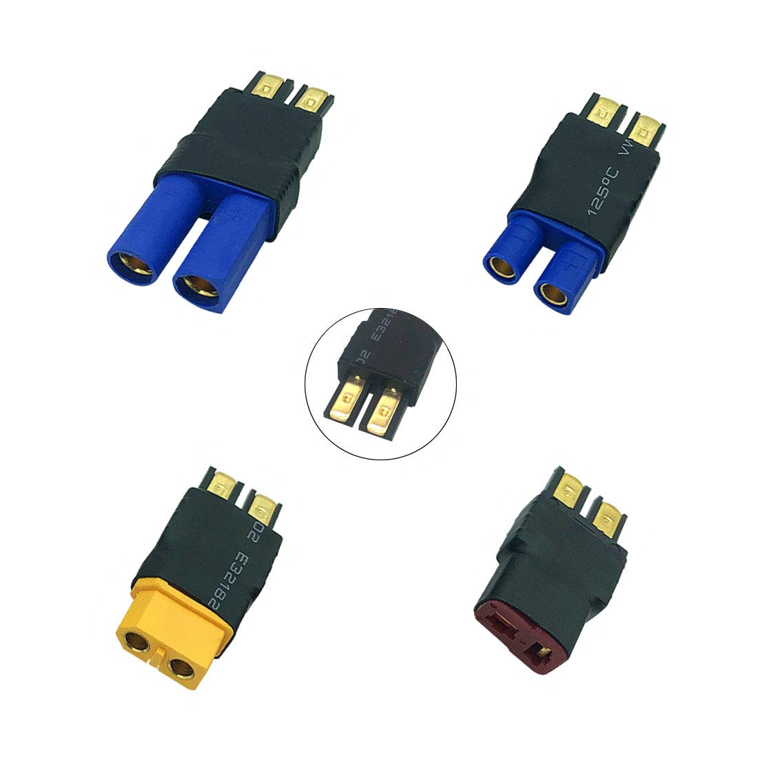 FLY RC 4PCS LiPo Battery Traxxas Trx Male to EC3 / Deans T / XT60 / EC5 Female Wireless Connector Adapter for RC LiPo Battery ESC