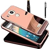 Nexus 5X Case, TabPow Mirror Case Series - Electroplate Bumper Bling Luxury Slim Hard Back Case Cover For LG Google Nexus 5X (2015), Rose Gold