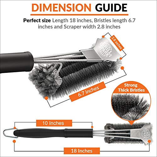 BBQ Grill Brush and Scraper 18" Stainless Steel Cleaning Brush