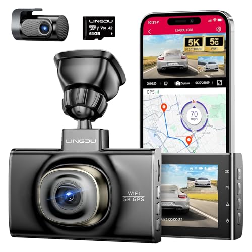 LD02 5K Dash Cam 5G WiFi Dual 4K 2K 170° View