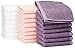 Amazon Basics washcloth for bathroom, 100% Cotton Extra Absorbent , Fast Drying - salon towels - 24-Pack, Petal Pink, Lavender, White, 12 x 12 in