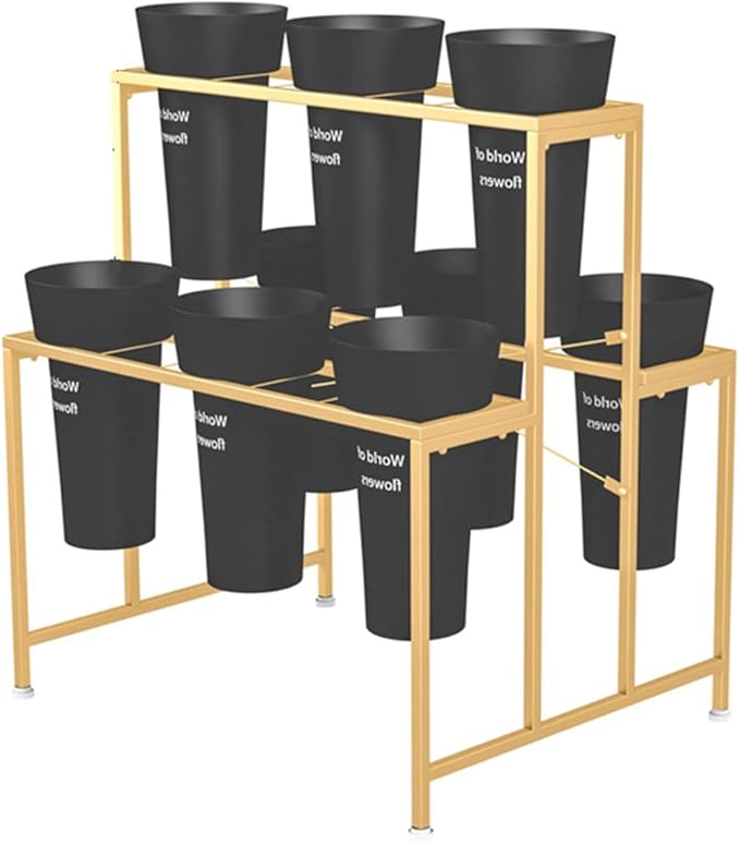 Plant Potted Display Stand, with 9 Black Round Bucket, European style
