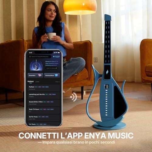 Enya CYBER-G Smart Guitar with LED Keys and Speaker and APP | Drum & Bass, hundreds of sounds, silent and portable guitar, ideal for quick and easy learning