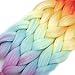 Rainbow Kanekalon Braiding Hair 3pcs Ombre Jumbo Braiding Extension High Temperature Rainbow Color Jumbo Hair (3pcs, Rainbow)