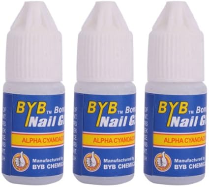 set de 3 pegamentos de 3g para unas postizas decoradas con manicura francesa