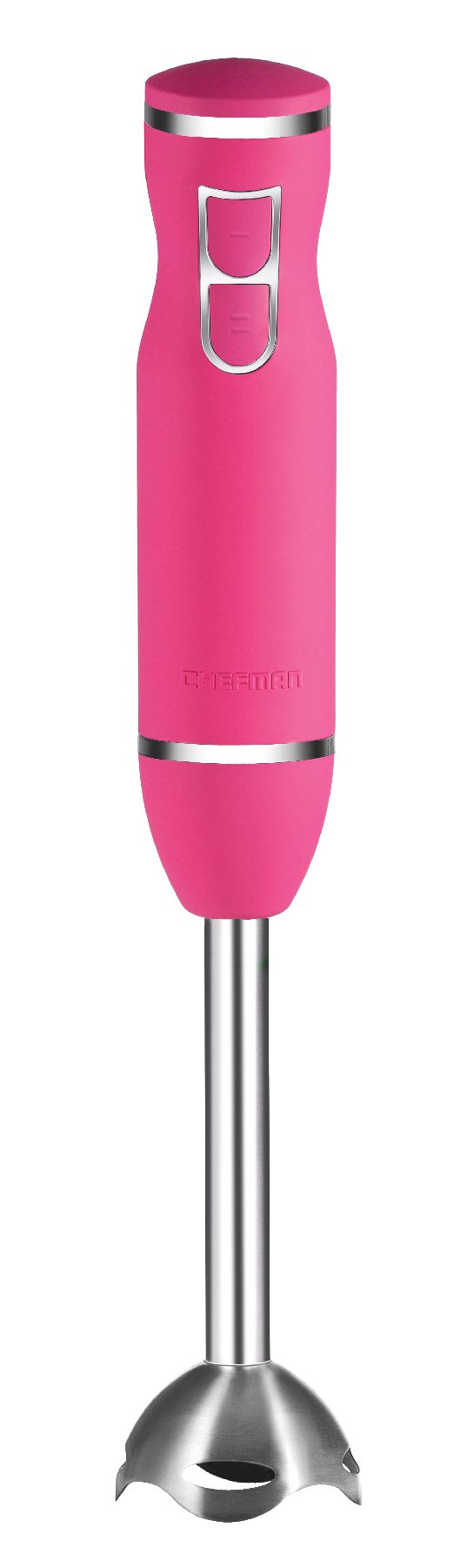 Chefman Immersion Stick Blender with Stainless Steel Shaft & Blades Powerful Ice Crushing 2-Speed Control One Hand-Mixer, Purees Smoothie, Sauces & Soups, 300 Watts, Pink