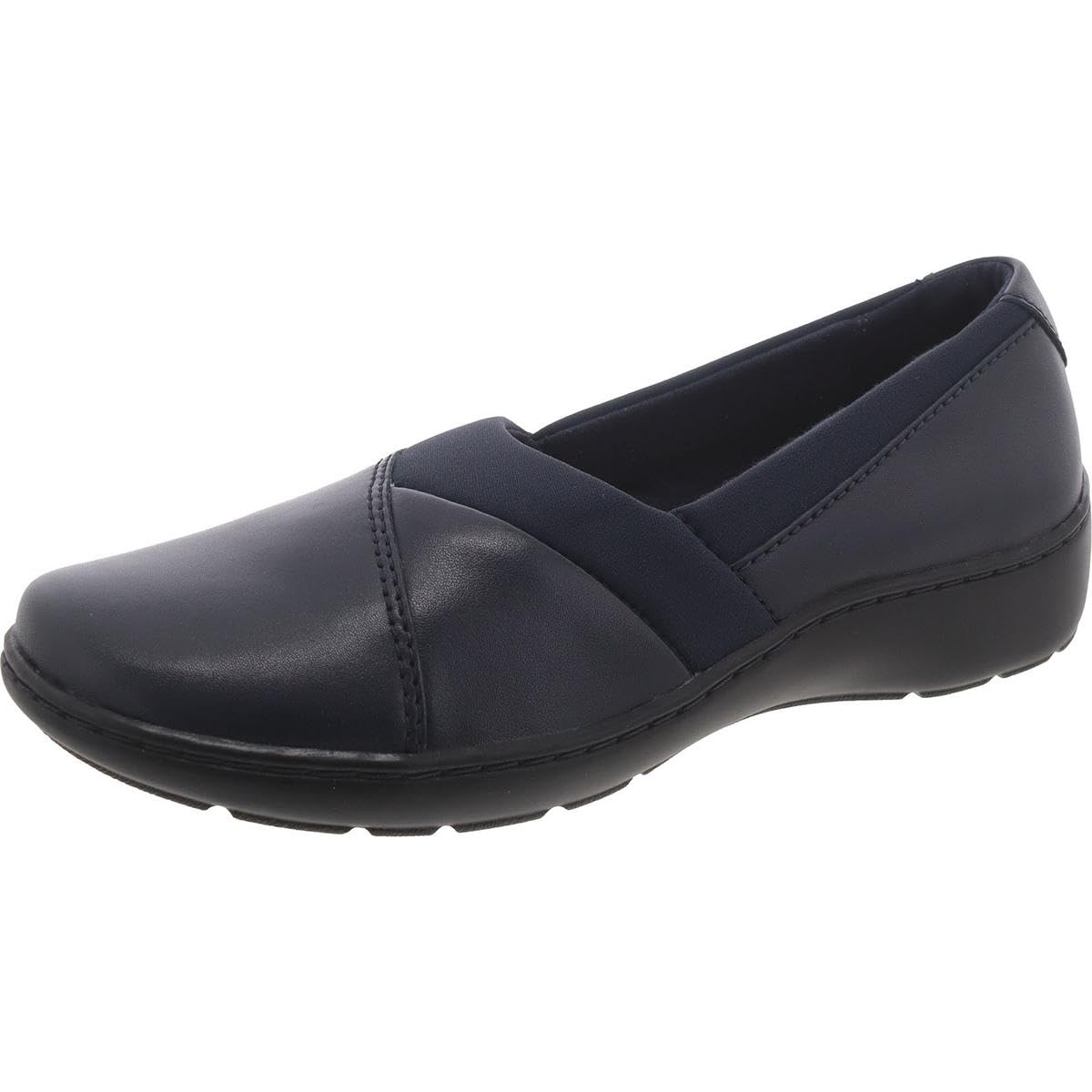Clarks Women’s Cora Charm Loafer, Navy Leather, 9.5