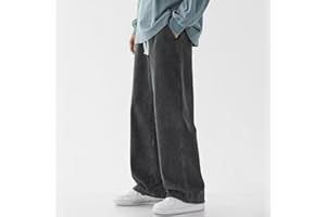 NEIQIUWING Loose Fashion Baggy Trousers, Wide Leg Streetwear, Neutral Pants, Men Straight Jean