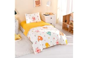 ZZRSSSLC 3 Piece Dinosaur Printed Crib Bedding Set - 100% Cotton, Cute Animal Pattern Nursery Bedding Sets Decor with Fitted Sheet, Duvet Cover, Pillowcase