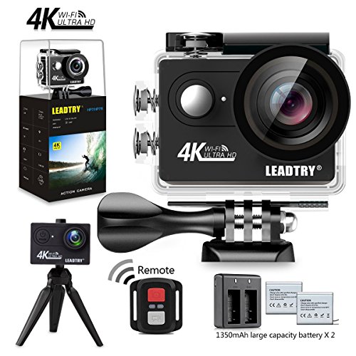 LeadTry-HP7R-Full-4K-HD-Action-Camera-Wifi-Mini-12MP-Underwater-Photography-Cam-100Ft-Waterproof-Sport-Video-Camcorders-170Deg-Wide-Angle-Lens-Recording-DV-with-2-Batteries-1350mAh-26-Accessories