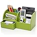 KINGFOM 7 Storage Compartments Multifunctional PU Leather Office Desktop Organizer, Stationery Storage Box Collection, Business Card/Pen/Pencil/Mobile Phone /Remote Control Holder (Green)