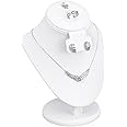 MOOCA White Leatherette Combination Display Jewelry Bust for Necklaces, Earrings, Rings