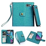 TabPow Galaxy J3 Emerge Case, 10 Card Slot - [ID Slot] Wallet Folio PU Leather Case Cover Detachable Magnetic Hard Case Galaxy J3 Prime/Galaxy J3 Emerge/Amp Prime 2 -Blue