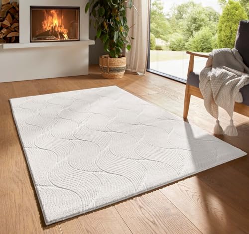 Taracarpet Kurzflor Boho Skandi Polyester Teppich in 3D Optik waschbar, pflegeleicht und robust ideal fürs Wohnzimmer, Schlafzimmer und Kinderzimmer a