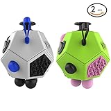 Magic Cindy 2 Pcs of 12 Sided Fidget Cube Relieves Stress and Anxiety - Toy Increases Focus and Attention for Children and Adults with ADHD, ADD OCD, and Autism