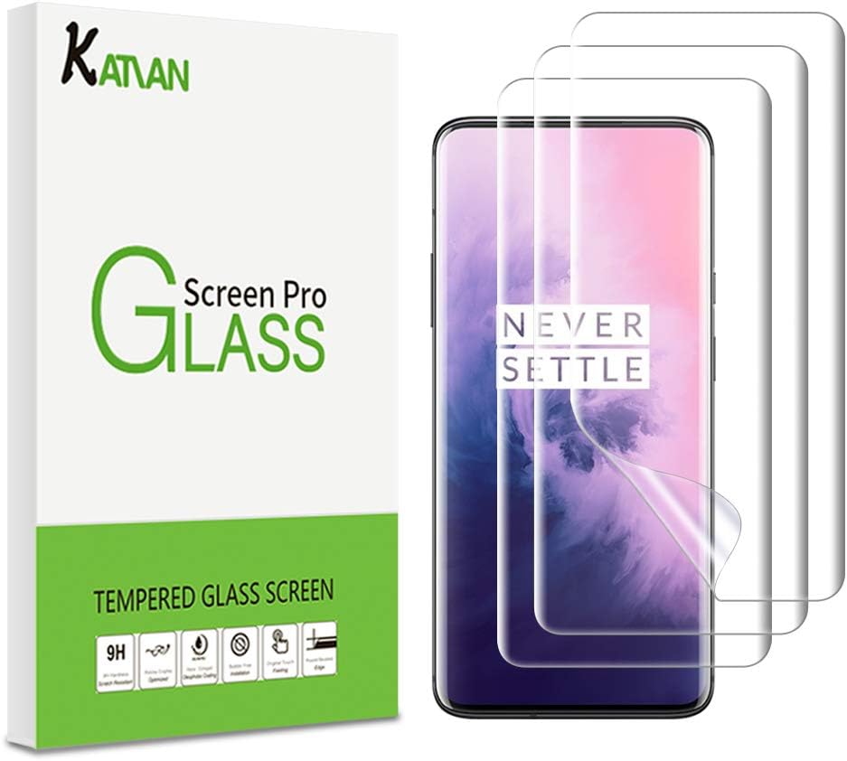 KATIAN [3 Pack] Screen Protector for Oneplus 7 Pro, [Case Friendly] Liquid Skin Film, [Scratch Resist] [Edge to Edge] Bubble Free] [Anti-Scratch] TPU Soft Protective Protector (Not Glass)