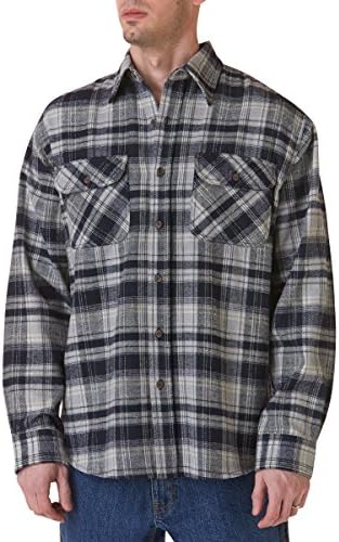 Teflon Men's Apparel LS Brawny Plaid Flannel Shirt, X-Large, Grey Blue