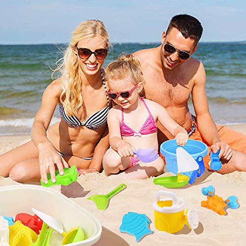 COOLOOK Beach Sand 'n Toys Set with Activity Table with Storage Compartment and Lid 10 Pieces