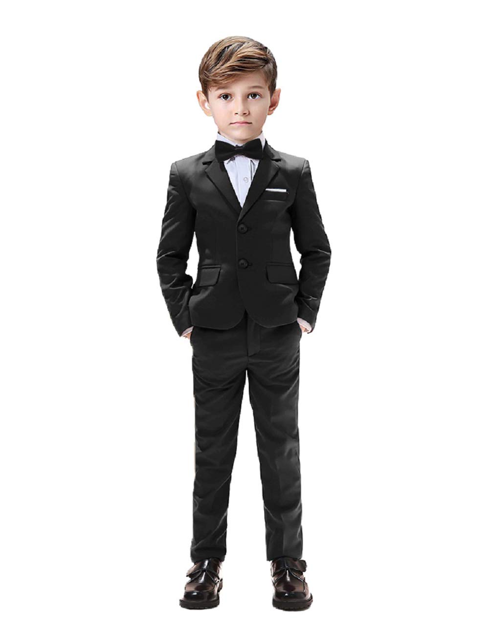 Photo 1 of Kids Suits for Boys Tuxedo 5 Pieces Blazer Vest Pants Shirt Slim Fit Suits for Boys Size 14 Black