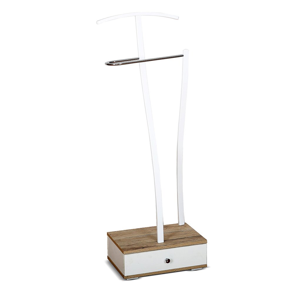 CRIBEL Home Servetto, Legno Multistrato/Metallo Cromato, Laccato Bianco/Rovere/Cromato, 45x30x145 cm