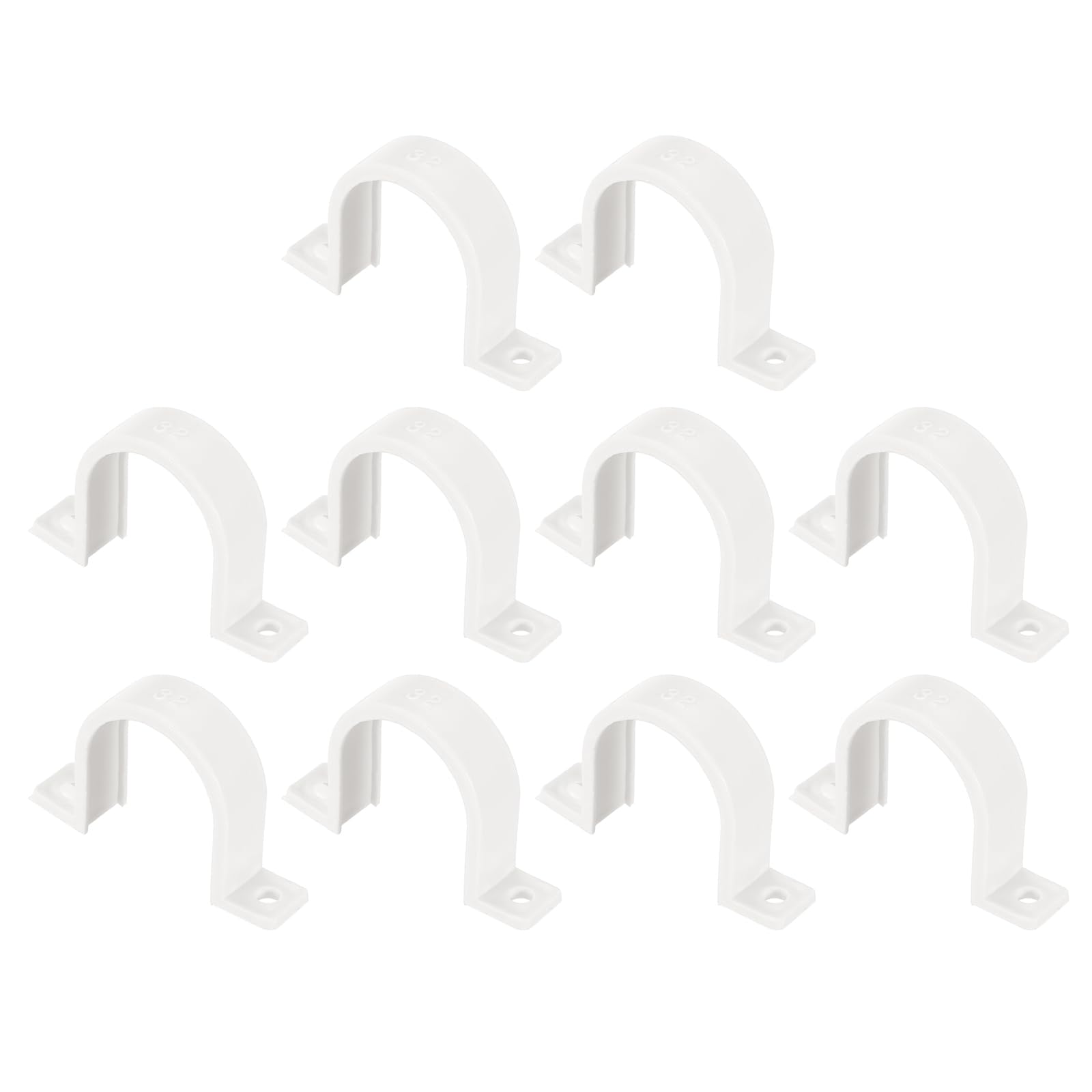 uxcell PVC Pipe Straps, 100pcs 32mm(1-1/4") Conduit Clamp Clip Two Hole Plastic Straps for Pipes Cables