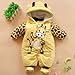 Baby Cows Warm Body Suit Autumn and Winter Clothing Baby Romper (0-6Months, Yellow)