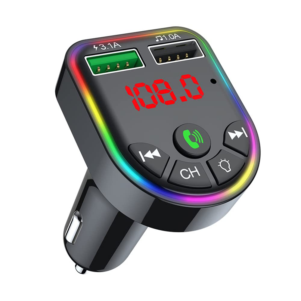 Bluetooth FM Transmitter for Car, USB C & Deep Bass Car Bluetooth