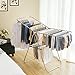SONGMICS Clothes Drying Rack, with Bonus Sock Clips, 100% Stainless Steel Gullwing Space-Saving Laundry Rack, Foldable for Indoor and Outdoor Use, Sliver