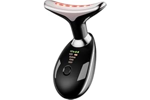 IHELOL Anti Wrinkles Face Neck Device, Double Chin Facial Massager with Triple Action LED Heat Modes for Skin Care, Improve, Tightening, Firm and Smooth (Black)