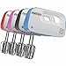 Vremi 3-Speed Compact Hand Mixer with Clever Built-In Beater Storage - Handheld Egg Beater with Stainless Steel Blades - Heavy Duty Mini Small Kitchen Mixing Machine - Blue and White