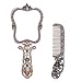 Nerien Vintage Mirror Comb Set Metal Handle Makeup Mirror Castle Antique Russian Style Hand Mirror with Comb Retro Decorative Tabletop Mirror Travel Folding Cosmetic Mirror Copper