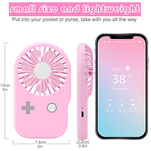 Aluan Mini Handheld Fan Powerful Small Personal Portable Fan Speed Adjustable USB Rechargeable Cooling for Kids Girls Woman Home Office Outdoor Travel