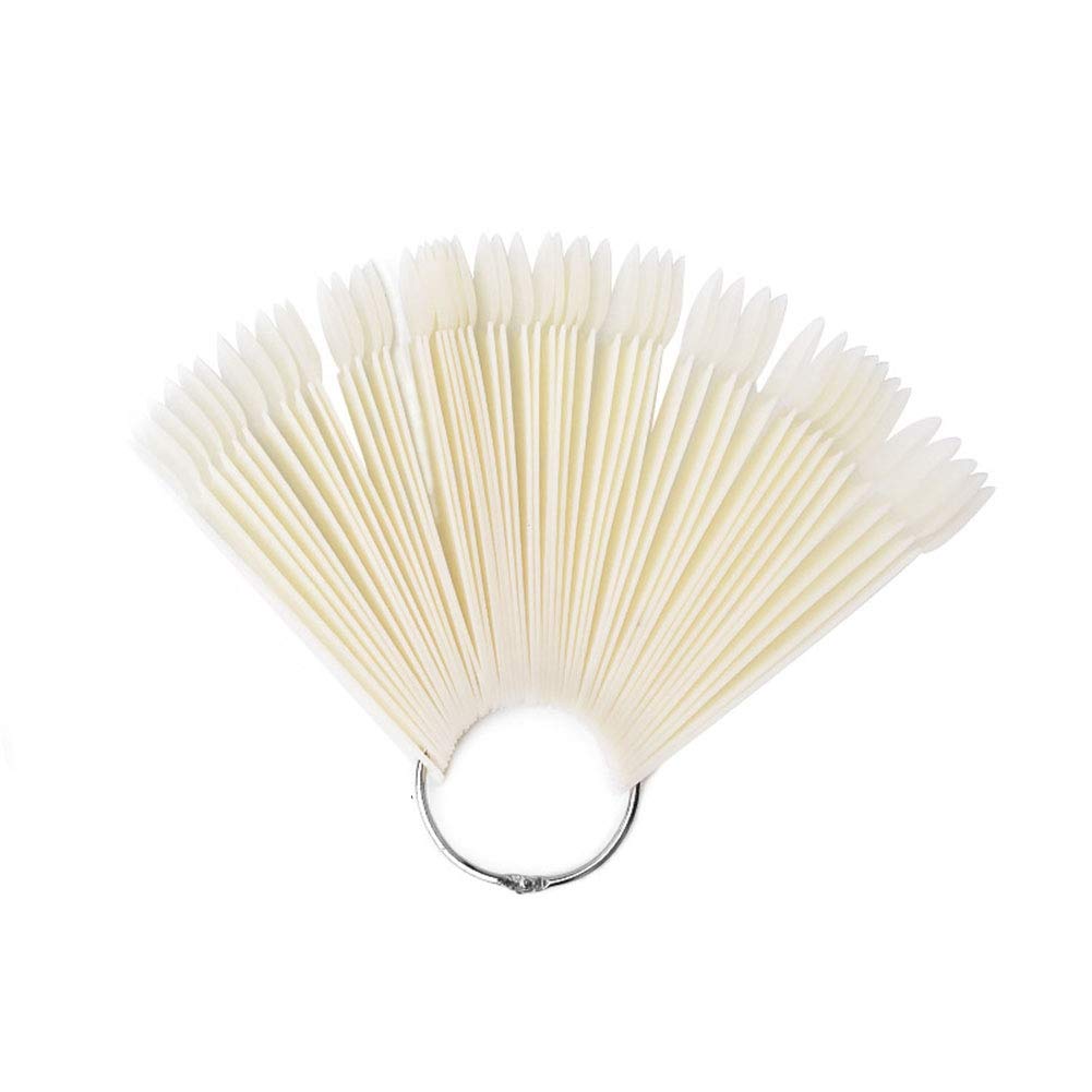 Nail Art Tips, 50Pcs Fan Shaped Round Head Nail Polish Palettes Color Display Card False Nail Polish Display Card Color Display Board Nail Skill Exercise Template Practice Tools(01)