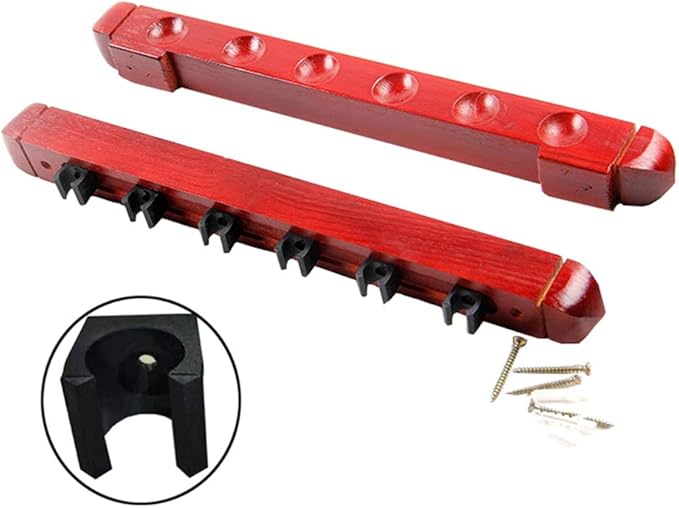 XZYY Billiard Cue Rack Wall Mounted Pool Stick Holder Hardwood Sports 2