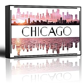 City Skyline Series Chicago Colorful Urban Decor Sunsets...